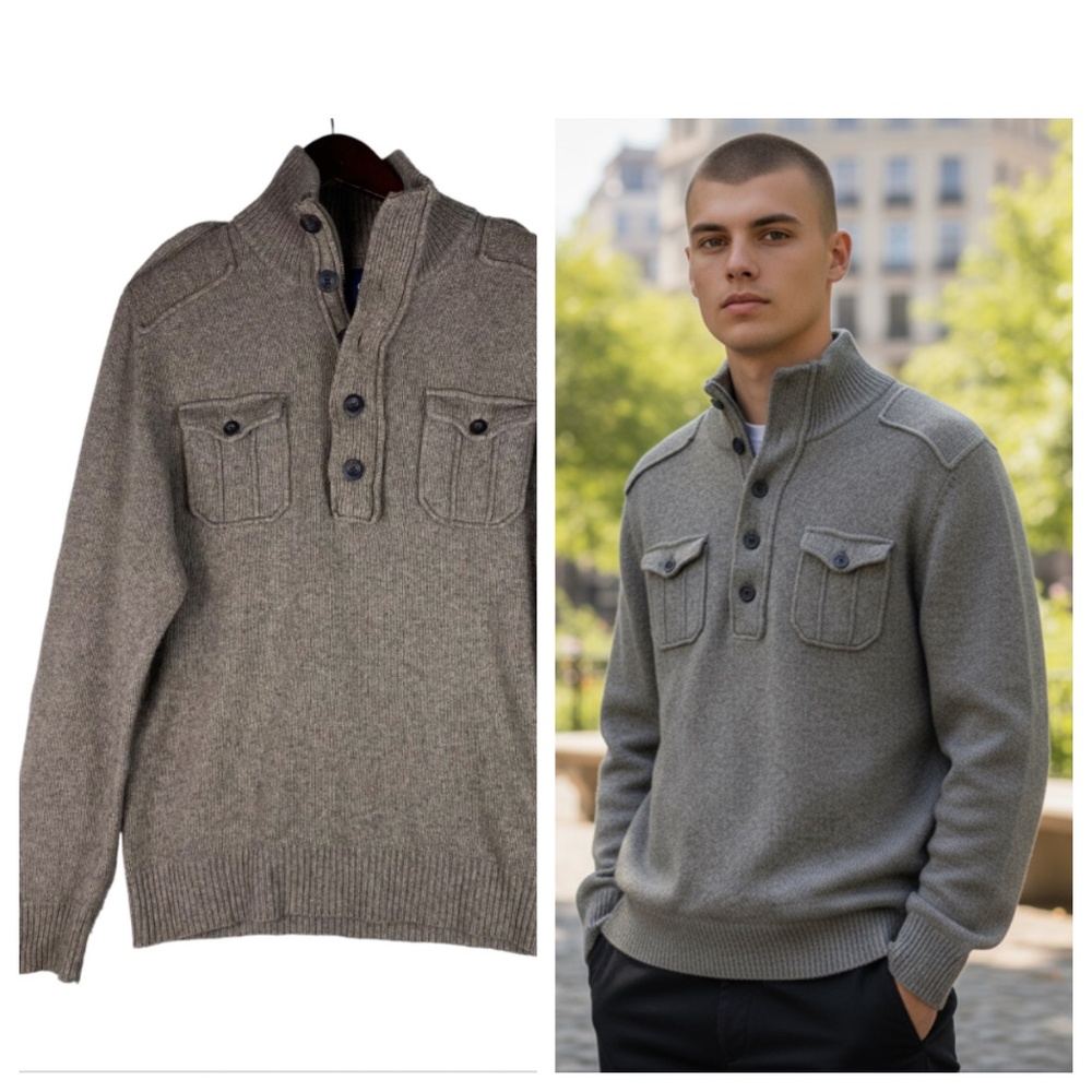 Gap Mens Medium Sweater Pullover Tan Brown Wool Blend